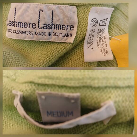 Cashmere Cashmere Scotland SZ M 100% Cashmere Turtle Neck Sweater Celery Green - Picture 5 of 5